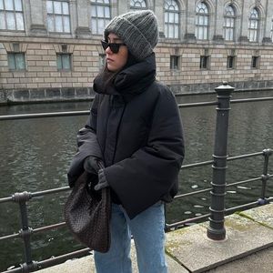 ARKET 100% wool chunky beanie hat grey nwot